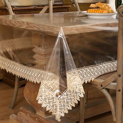 Walrus Clear Vinyl Tablecloth Protector Waterproof/Oil-Proof Plastic Square Transparent Sheet Table Cover (54X54 Inch)