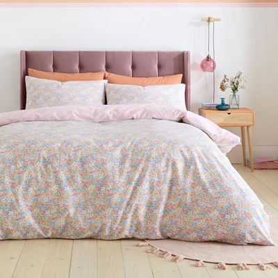 Catherine Lansfield Darcy Parure de lit réversible avec Housse de Couette et taies d'oreiller Motif Floral Rose