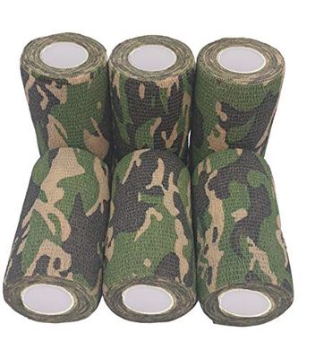 PintoMed - Venda Cohesiva - 6 x CAMUFLAJE VERDE - 6 rollos x 10 cm x 4,5 m estirado - Vendaje autoadhesiva elástica y flexible, Cinta adhesiva, Vet Wrap, Tape, Primeros auxílios y lesiones