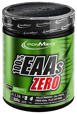 IronMaxx 100% EAAs Zero - Poudre d'acides aminés - Sans sucre au goût Pomme - 1 x boîte de 500g