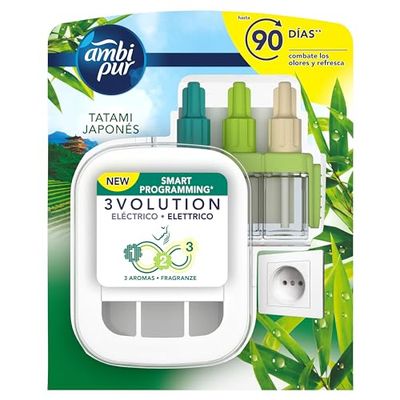 Ambi Pur 3 Volution Frescor de manhã ambiente elétrico com 3 fragrâncias - 20 ml, a embalagem pode variar
