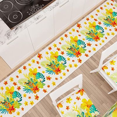 PETTI Artigiani Italiani - Alfombra para Cocina Antideslizante y Lavable, 52 x 180 cm, diseño Tropical 03, 100% Fabricado en Italia