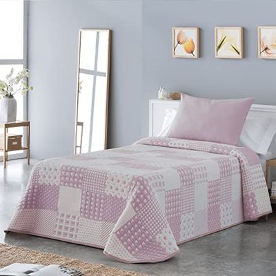 VIALMAN Colcha Bouti Leve Sofia 21 para cama de casal de 150 cm, colcha de cama de 150, tamanho colcha de 250 x 270 cm, cor rosa