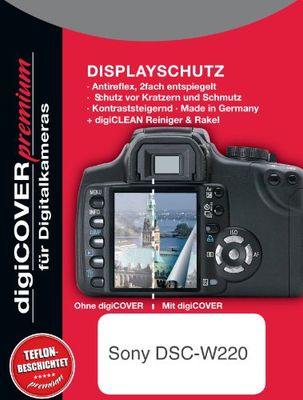 digiCOVER - Pellicola protettiva Premium per display LCD, antigraffio, per fotocamera digitale Sony Cyber-shot DSC-W220