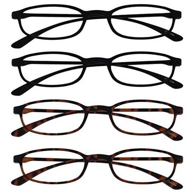 OPULIZE Fly 4 Pacco Tascabile Super Luce Occhiali Da Lettura Nero Opaco Marrone Uomo Donna RRRR67-1122 +3,00