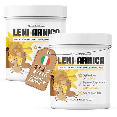 LeniArnica Gel Arnica Montana al 98% per Pelli Sensibili - Lenitivo, Ipoallergenico, Senza Profumo - Dermatologicamente Testato 2x550ml