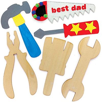 Baker Ross FE551 Decoraciones Artesanales Herramienta de Madera - Paquete de 10, Decora tus propias formas de madera, Haz las tuyas propias para niños,