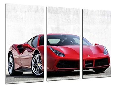 Quadro moderno fotográfico carro desportivo, Ferrari vermelho, 97 x 62 cm ref. 26385