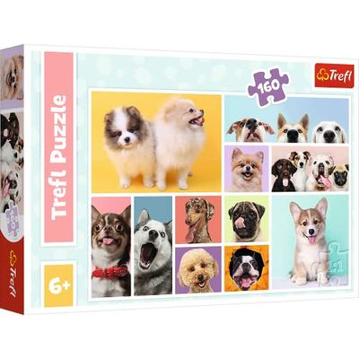 Trefl - Hundvänskap - Pussel 160 Bitar - Färgglada Pussel med Djur, Collage, Hundar, Kreativ Underhållning, Roligt för Barn från 6 år och uppåt