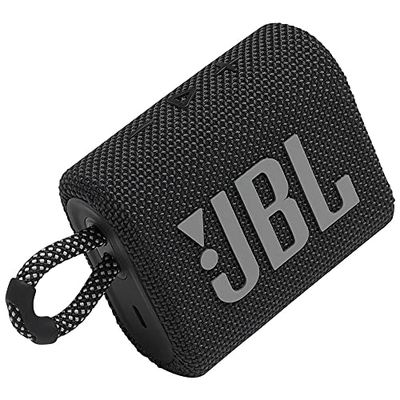 JBL GO 3 draadloze, draagbare Bluetooth luidspreker met geïntegreerde lus voor onderweg, USB C-oplaadkabel, zwart