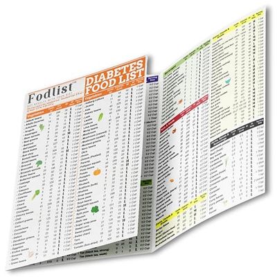 Fodlist Diabetes Food List. Your Grocery & Shopping List for Nutrition that Supports Blood Sugar Control and Diabetes Management. Counts Calories, Carbs, and Glycemic index- Pamphlet, Laminated,