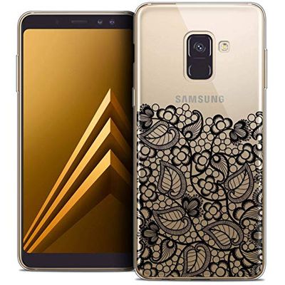 Caseink fodral för Samsung Galaxy A8+ (2018) A730 (6.0) fodral [Crystal Gel HD kollektion vårdesign låg spets svart - mjuk - ultratunn - tryckt i Frankrike]