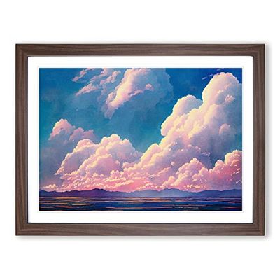 Pastel Cloudy Sky Vol.3 H1022 Framed Print for Living Room Bedroom Home Office Décor, Wall Art Picture Ready to Hang, Walnut A4 Frame (34 x 25 cm)