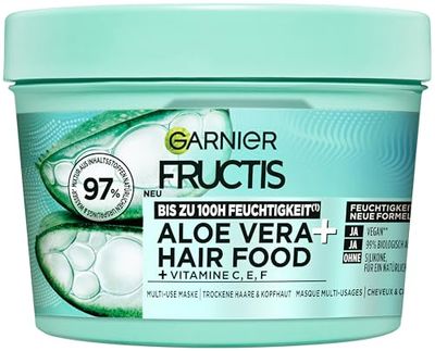 Garnier Fructis Moisturising Aloe Vera Hair Food 3-in-1 Mask for Normal to Dry Hair with Extra Lipid Complex Vegan Formula 400 ml