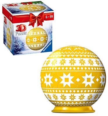 Ravensburger Yellow Festive Christmas Tree Bauble Decoration 3D Jigsaw Puzzle Ball for Kids Age 6 Years Up - 54 Pieces - No Glue Required
