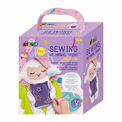Avenir 6301818 - Set da cucito fai da te, motivo: animali di peluche, pecora, a tracolla, per bambini, dai 6 anni in su