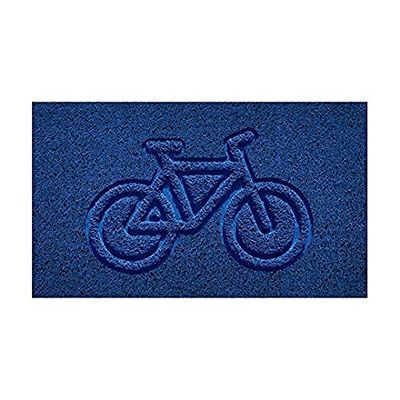 Nicoman Embossed Spaghetti Door Mat Dirt-Trapper Jet-Washable Doormat 70x43cm (Blue, BIKE Shape) - Use on Carpet ONLY