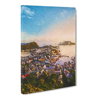 Alesund In Norway Modern Canvas Wall Art Print Ready to Hang, Framed Picture for Living Room Bedroom Home Office Décor, 20x14 Inch (50x35 cm)