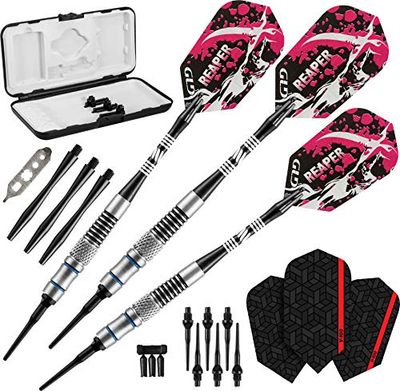 Viper Grim Reaper 80% Tungsten Soft Tip Darts with Storage/Travel Case, Medium Knurling, 16 Grams
