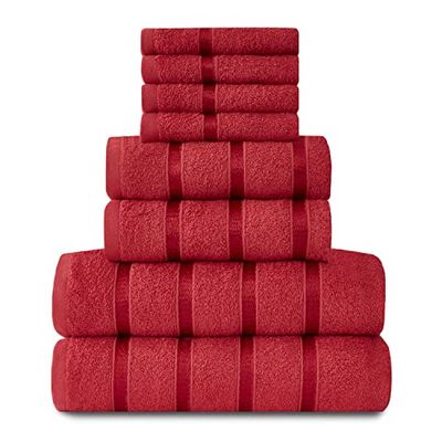 Gaveno Cavailia Luxueux Lot de 8 Boston Serviette Bale Ensemble, 100% Coton, Red, 8Pc Bale Set