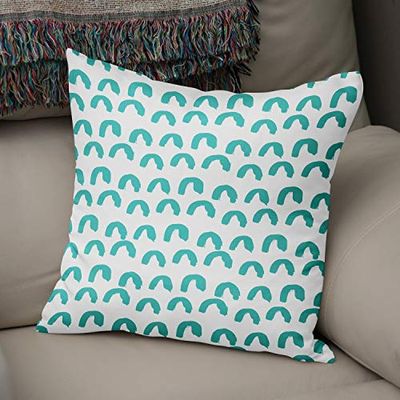 BonaMaison Housse de Coussin Motif, Turquoise et Blanc Taie d'oreiller pour Lit Voiture Canapé Maison Salon Chambre, Décoration D'intérieur, 43x43cm - Conçu et Fabriqué en Turquie