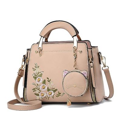 Xiaoyu Monederos y bolsos de mano de moda para mujer, bolsos cruzados con asa superior, bolsos de hombro pequeños, caqui (Khaki Flower)