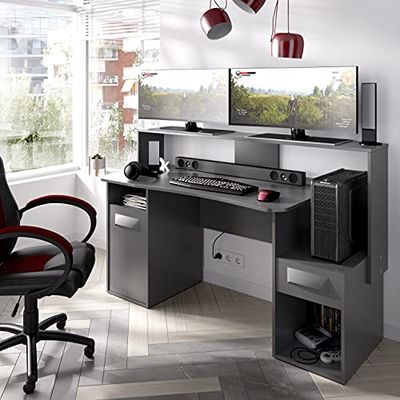 Rimobel FOSK Gamingtafel, melamine, grafiet, normaal