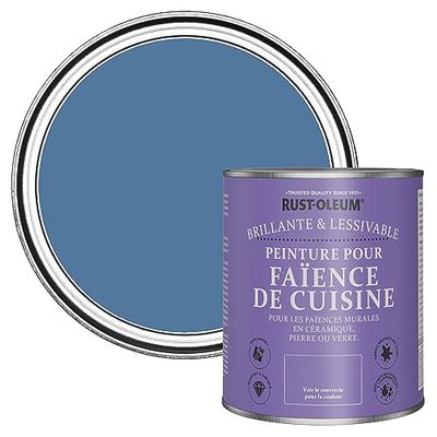 Rust-Oleum Peinture Bleue Résistante à l'eau pour Faïence de Cuisine, Finition Brillante - Soie Bleue 750ml