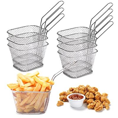 “N/A" 8 Cestelli per Friggere in Acciaio Inox Mini Cestino per Patatine Porta Patatine Fritte Cestello per Friggere in Acciaio Inossidabile Cestello Patatine Fritte