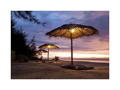 Wee Blue Coo Photo Seascape Beach Vacation Holiday Parasol Sand Tropical Wall Art Print