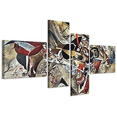 Stampe su Tela Afbeelding op canvas, Kamdinsky IX Moderne druk uit 4 panelen, kant-en-klaar ingelijst, canvas, klaar om op te hangen, 200 x 100 cm