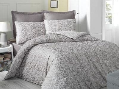 Nuit Des Rêves Luxurious Satin Single XXL - Set di copertine trapuntate, 155 x 220 cm, 100% cotone, 210 thread Count, marrone e bianco, lavabile in lavatrice, elegante chiusura a bottone