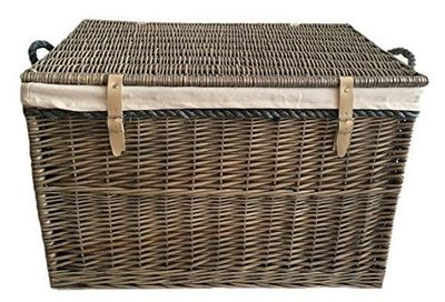 Red Hamper Large Antique Wash Storage Wicker Basket with White Lining