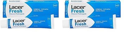 LACERFRESH - Gel Dentífrico 75 ml Laminado, Antiplaca Dental, Previene la Caries, Protege las Encias, Enmascara el Mal Aliento, Boca Fresca, Sana y Protegida, Efecto Prolongado (Paquete de 2)