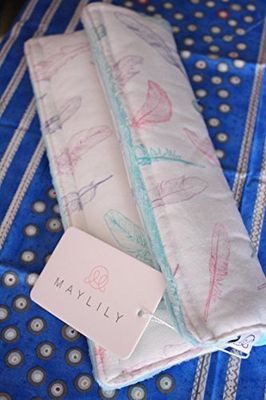 MayLily, bilsäte bälte för bilstol, bambu/minky, tillverkad i EU, tillgänglig variation, paradisfjädrar