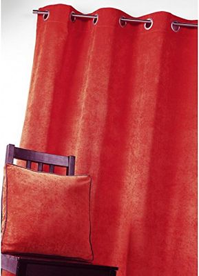 Homemaison draperi, velours, polyester, röd, 260 x 140 cm