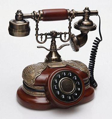 Teléfono Real Estilo Antiguo Madera Color Nogal y Apliques Dorados 35x35x28 cm