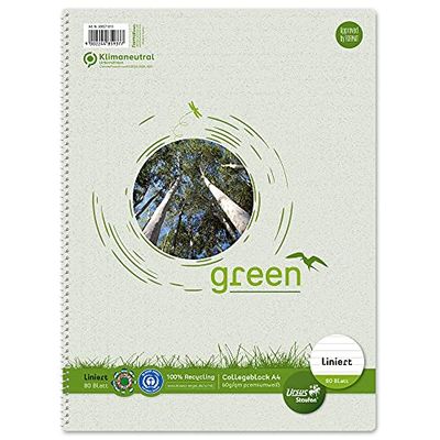 Ursus Green 608571010 College Writing Pad A4, 80 Sheets, 60 g/m² Lined 9 mm,