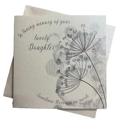 White Cotton Cards "Dandilion, condoléances Les Plus Secrets sur la Perte de Votre Fille Fait Main Carte de condoléances