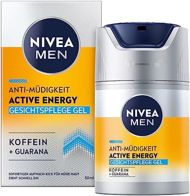 NIVEA MEN Active Energy Gel per la cura del viso (50 ml), crema viso rivitalizzante per uomini, idratante ad assorbimento rapido contro i segni di stanchezza