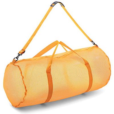 Champion Sports Duffelväska i nät med dragkedja, justerbar axelrem, 38 x 91 cm, mångsidig, överdimensionerad gymväska för utrustning, sportutrustning, tvätt, ventilerande nät, dyk- och resväska, gul