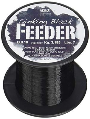 Akiro Black Feeder Unisex Adult Fishing Line, unisex adult, AMFEEBLACK1000.020, Black, 0.2 mm