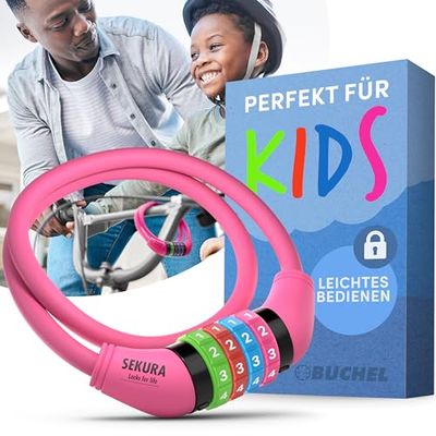 Büchel Antifurto per biciclette per bambini I Colorato e senza chiave I Antifurto per biciclette a combinazione, accessori per biciclette per bambini, antifurto per biciclette per bambini