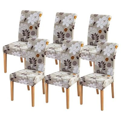 FORCHEER Set di 6 coprisedia stampati per sala da pranzo, per ufficio, computer, sedie, matrimoni, banchetti e feste