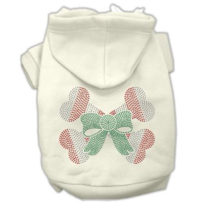 Mirage Pet Products Candy Cane Crossbones - Felpa con cappuccio con strass, grande, colore: panna