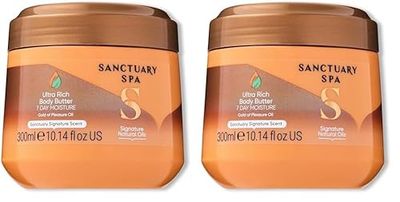 Sanctuary Spa Body Butter with Shea Butter and Cocoa Butter, No Mineral Oil, Cruelty Free and Vegan Body Butter for Women, 300 g (Pack of 2)