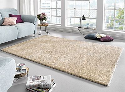 Mint Rugs Monaco Tapis de Salon à Poils Longs Doux et Moelleux à Poils Longs Flokati uni pour Chambre d'enfant, Chambre à Coucher, Bureau, Cuisine, Couloir, crème, 120 x 170 cm