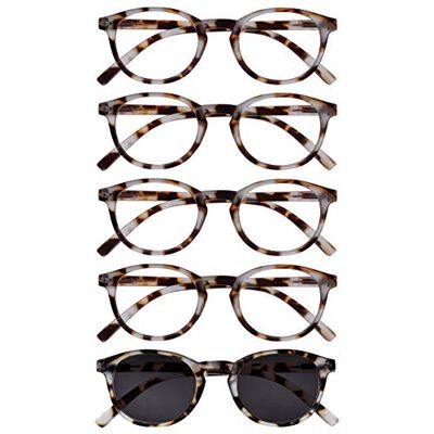 Opulize Zen Pack 5 Gafas De Lectura Con Lectores De Sol Ligero Marrón Carey Pequeño Hombres Mujeres RRRRS24-1T +2,50