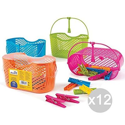 Glooke Selected Set van 12 Wasmand + 15 Veerklemmen Kleur 0957E Wasmachinewasmiddel, Multi kleuren, One Size