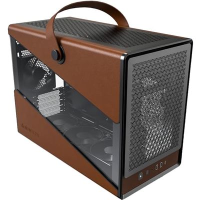 MONTECH Heritage mATX, chasis Compacto de Cuero para Juegos con Micro Factor de Forma con diseño de Mango Distintivo, soporta Las últimas GPU, ATX PSU, AIO de 360 mm, 4 Ventiladores, Colgador de